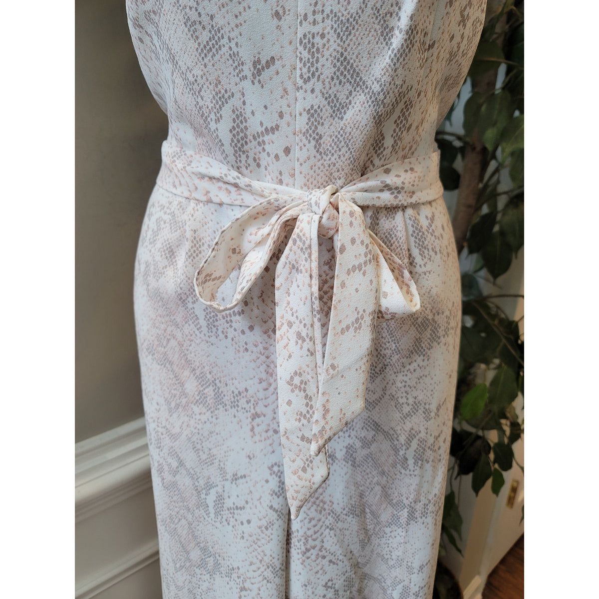 LOFT Outlet Snake Print Jumpsuit Women's Size 2 Beige Wide Leg Summer Romper