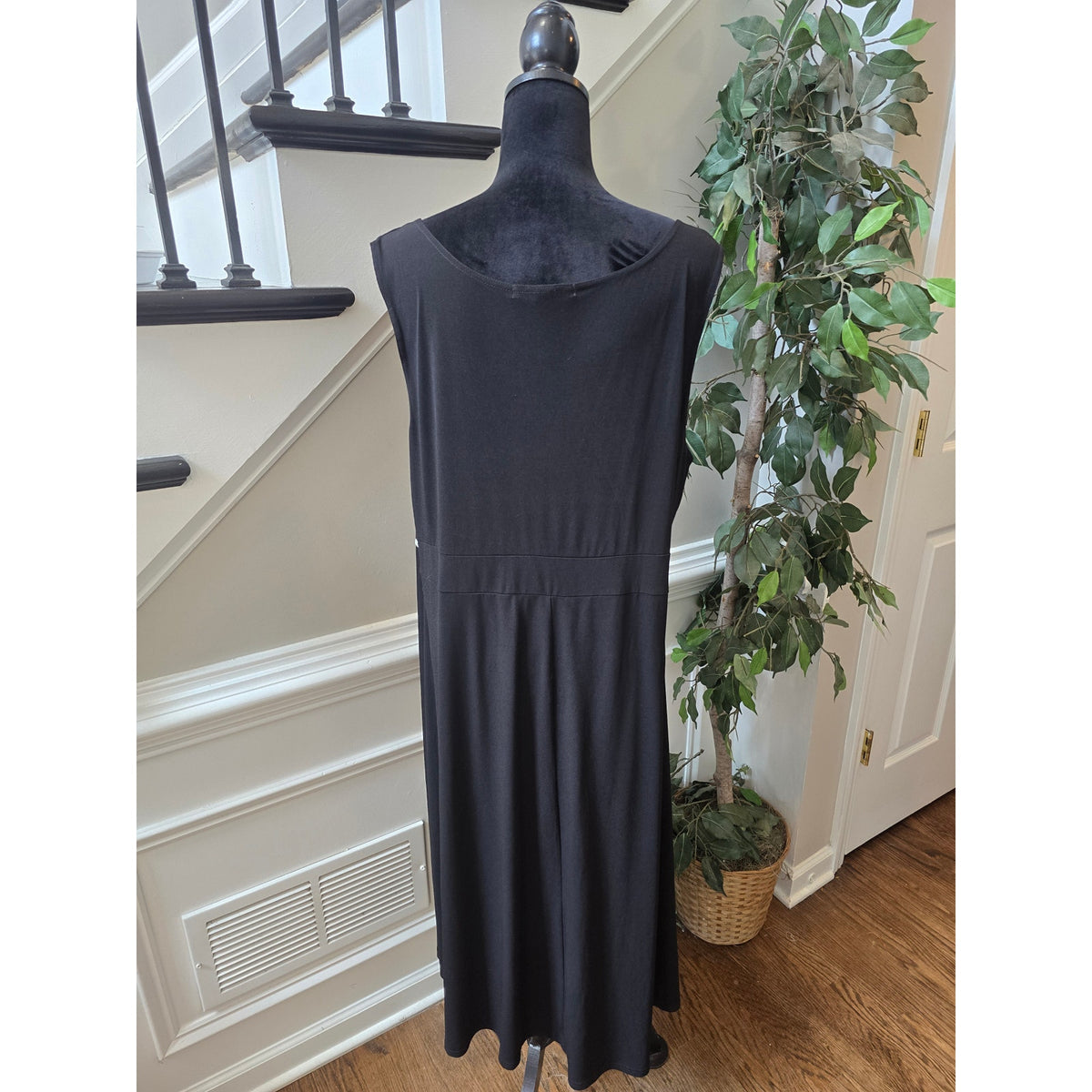 Madison Leigh A-Line Dress Women's Size 18W Black/White Scoop Neck Sleeveless
