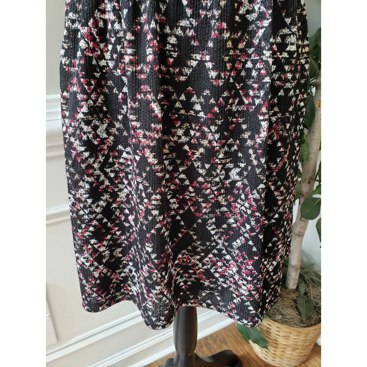 City Triangles Fit & Flare Dress Women's L Multicolor Geometric Print Cap Sleeve