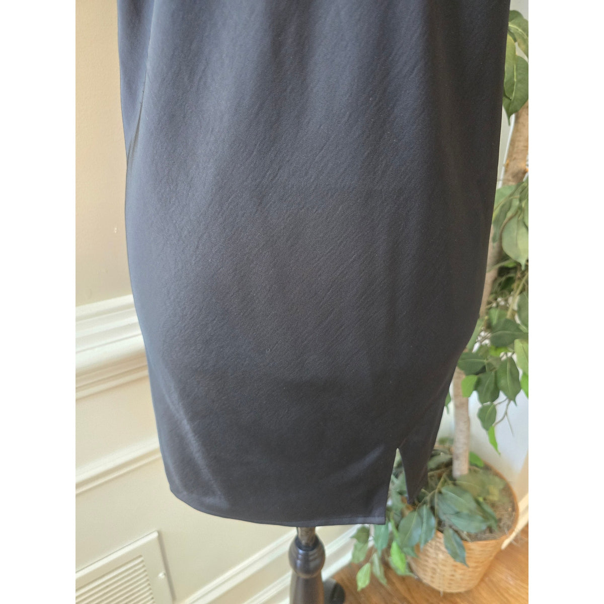 A New Day Slip Mini Dress Women's Medium Black Side Slit V-Neck Spaghetti Strap
