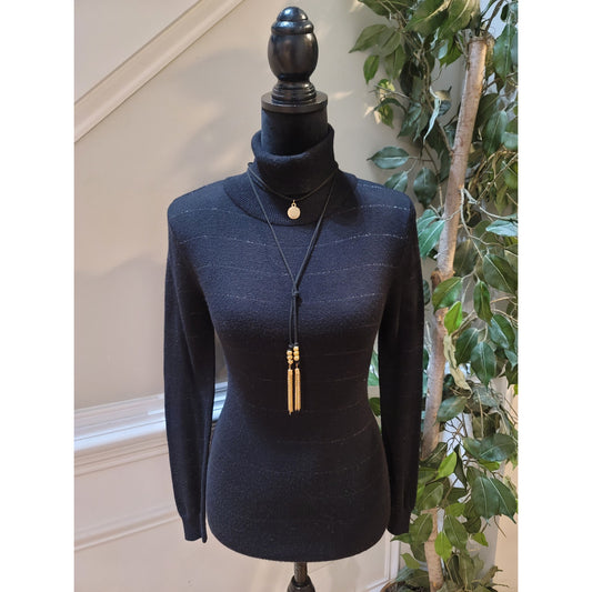 XOXO Turtleneck Sweater Women's Small Black Long Sleeve Knit Pullover Stretch