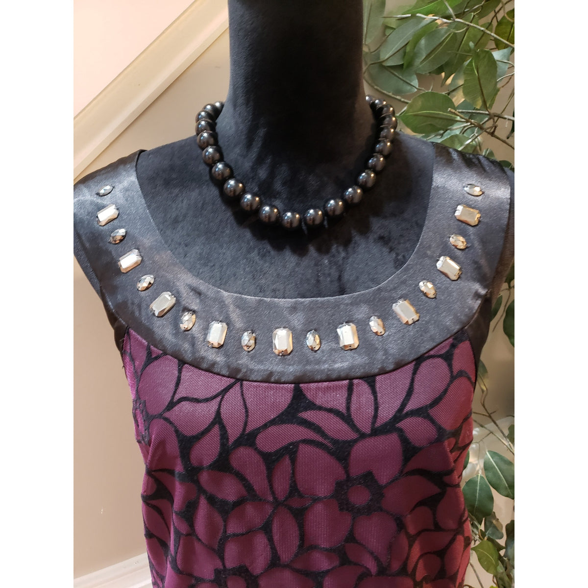 Signature by Robbie Bee Sheath Dress Women's 18W Black & Purple Floral Beaded