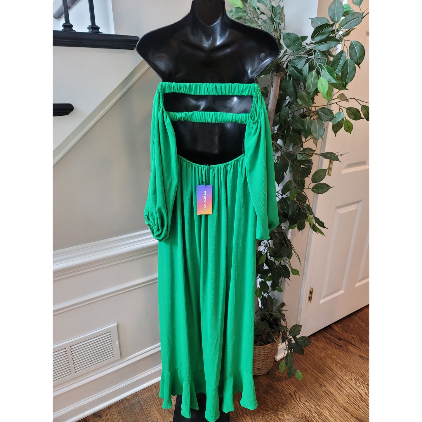 SHEIN Dress Women XS Green Ruffle Asymmetrical Off Shoulder Party Sexy