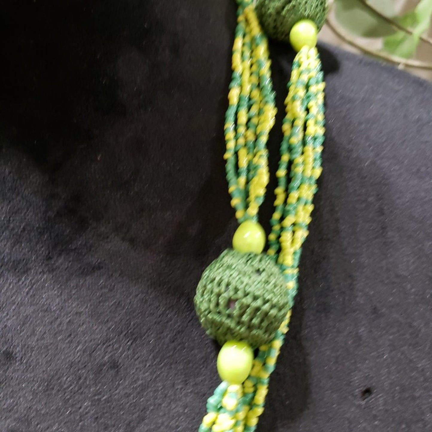 Womens Fashion Ethnic Lime Green Glass Beaded Long Collar Necklace Jewellery