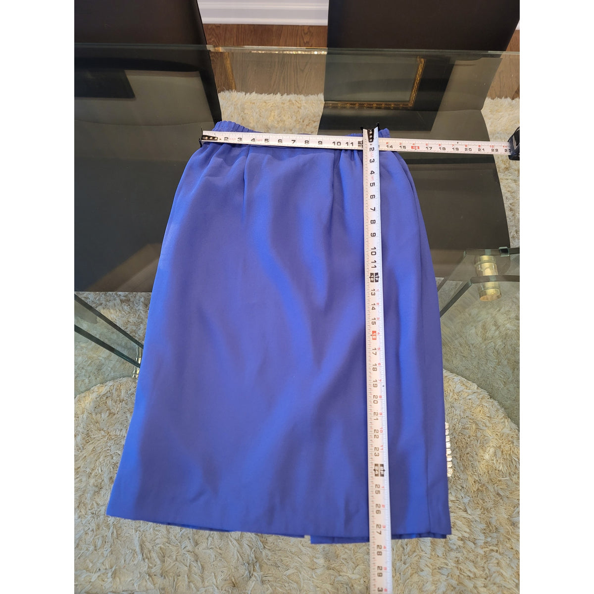 Justin Taylor Skirt Suit Women's SZ 8 Blue Button Front Fully Lined Welt Pockets