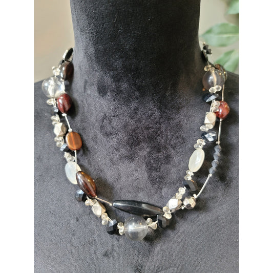 Women's Multicolor Beaded Necklace With Lobster Clasp Statement Fashion Jewelry