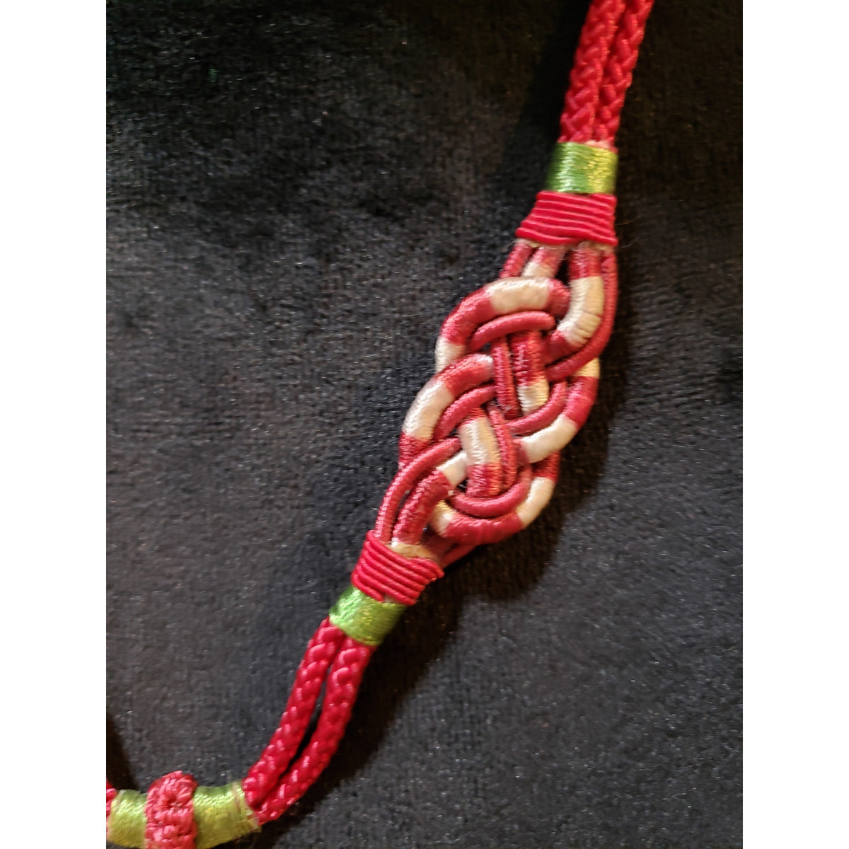 Womens Fashion Jasper Stone Red White Braided Rope Pendant Necklace Adjustable