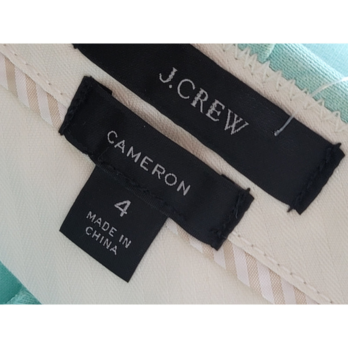 J.Crew Cameron Crop Pant Women's Size 4 Mint Green Tuxedo Stripe High Rise