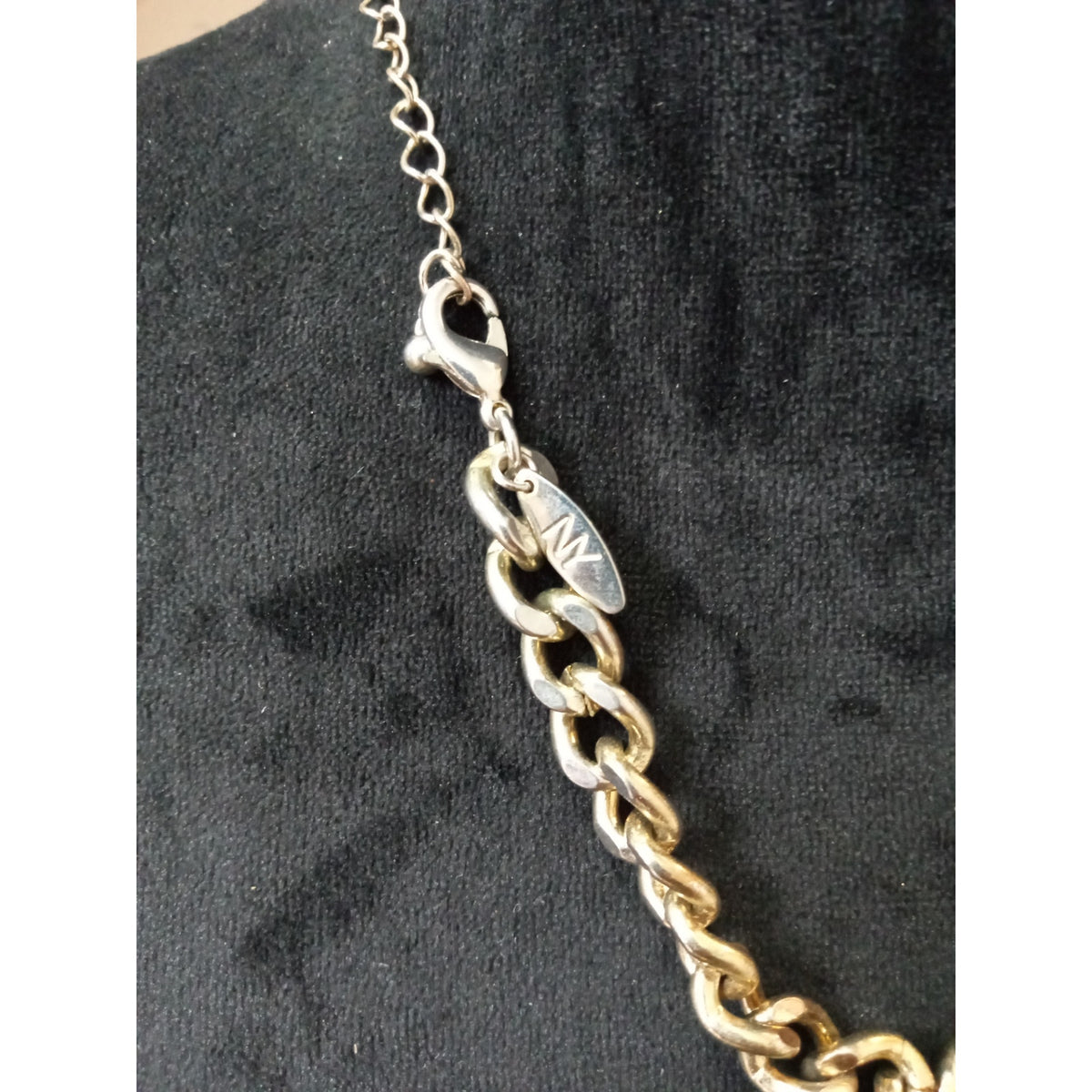 Gold Tone Chain Bib Necklace Turquoise Beads Crystal Statement Collar Necklace