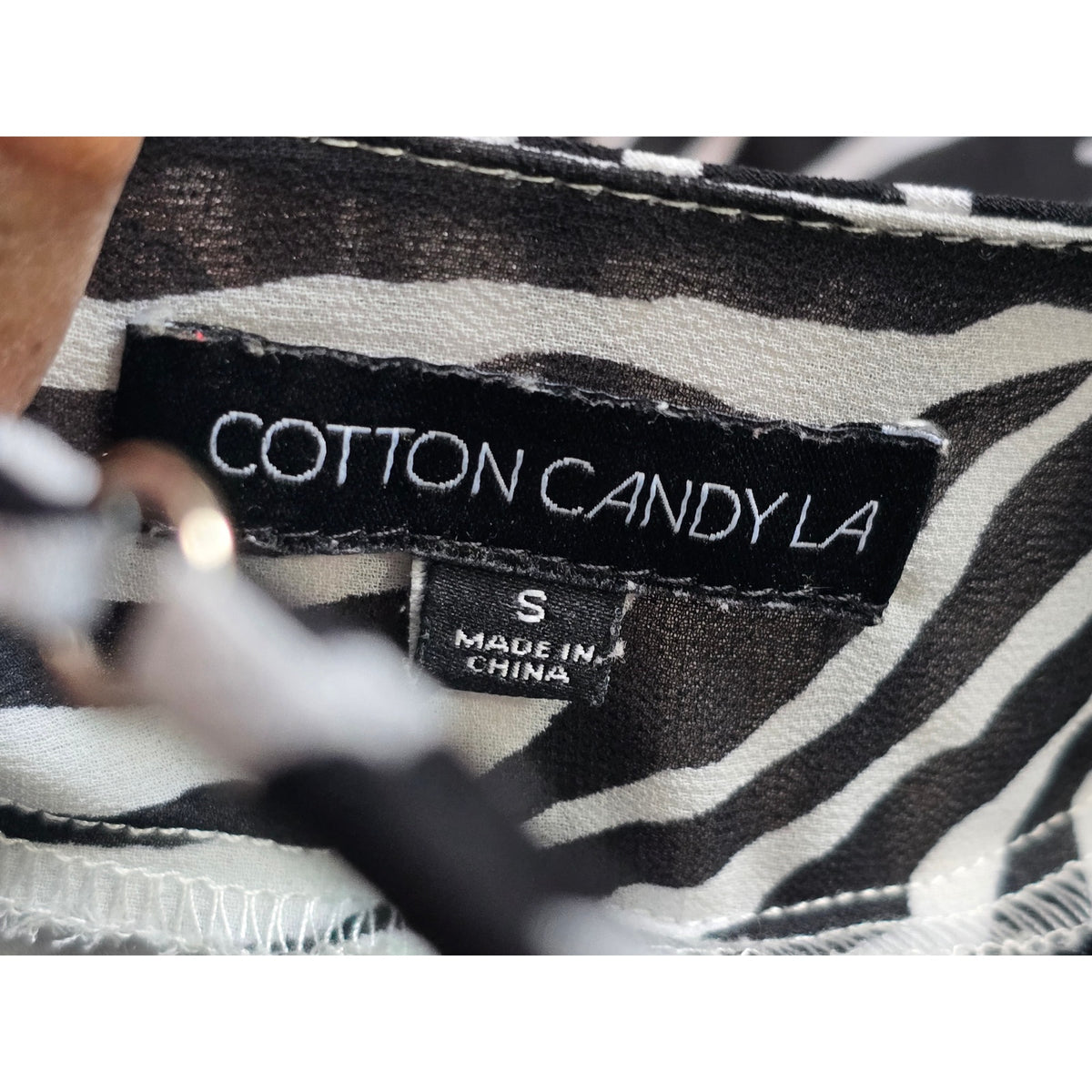 Cotton Candy La Mini Dress Women's Small White/Black Zebra Print Side Slit Lined