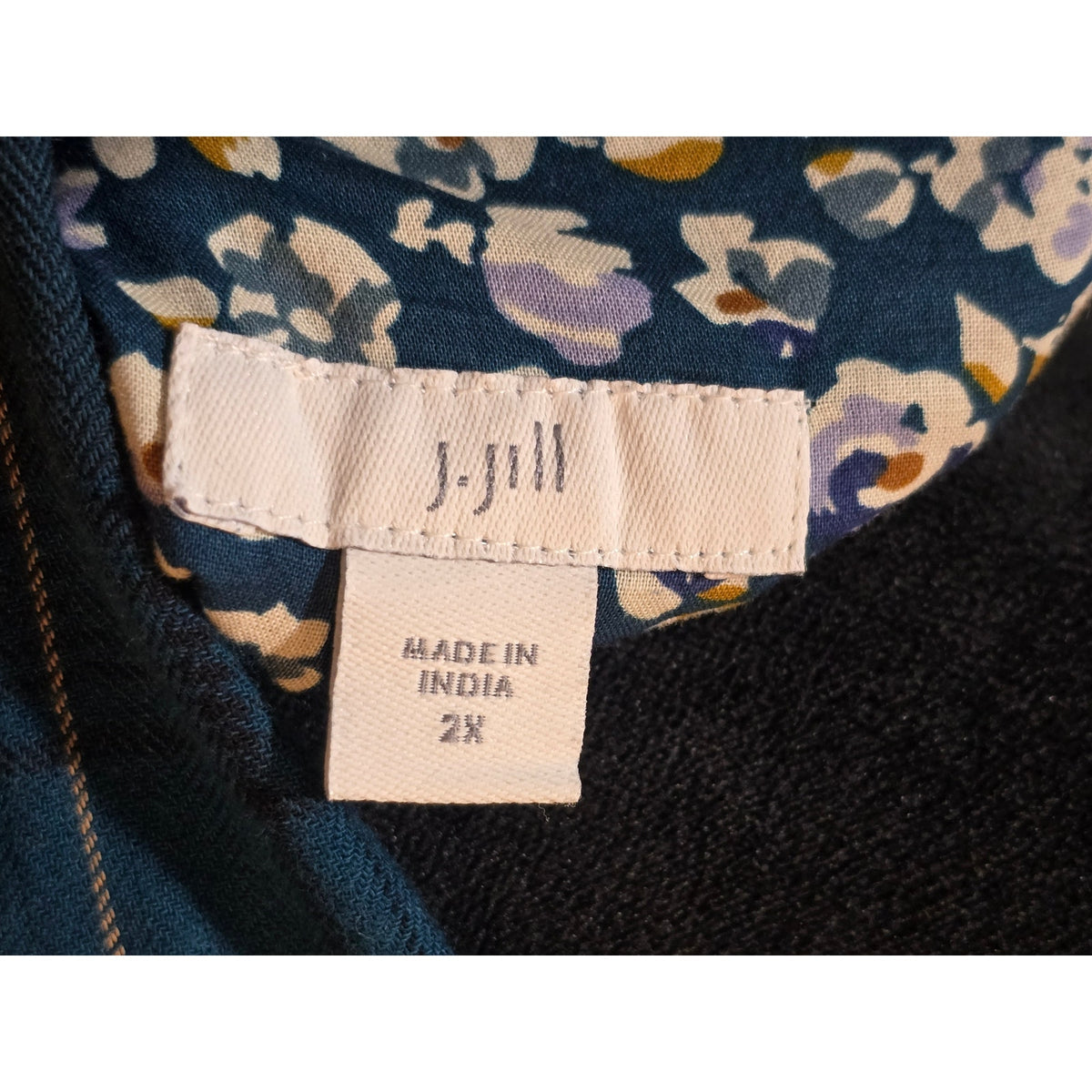 J. Jill Shirt Dress 2X Navy Blue Cotton Plaid Pleated Collared Casual Button-Up