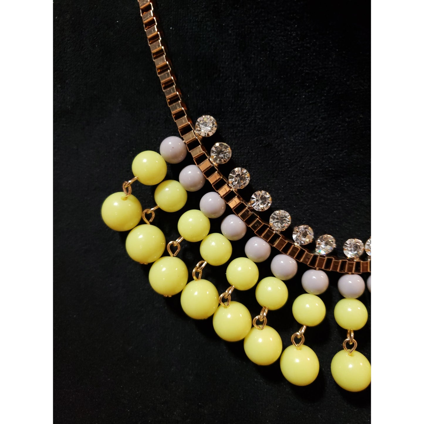 Yellow Gold Tone Pearl Beaded Bib Boho Sunflower Statement Jewelry Necklace