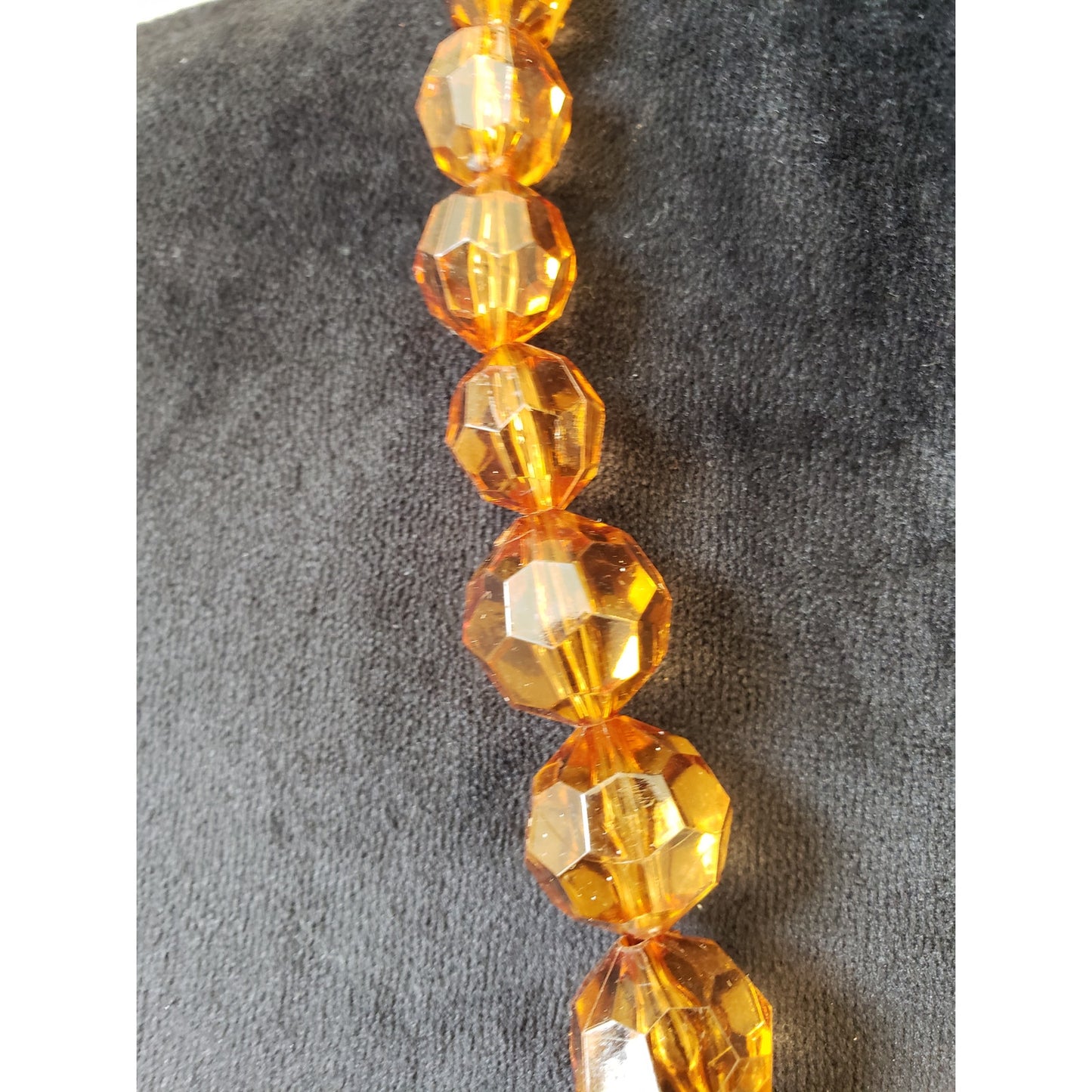 Womens Gold Tone Faceted Crystal Amber Beads Chain Necklace Jewelry with Lobster