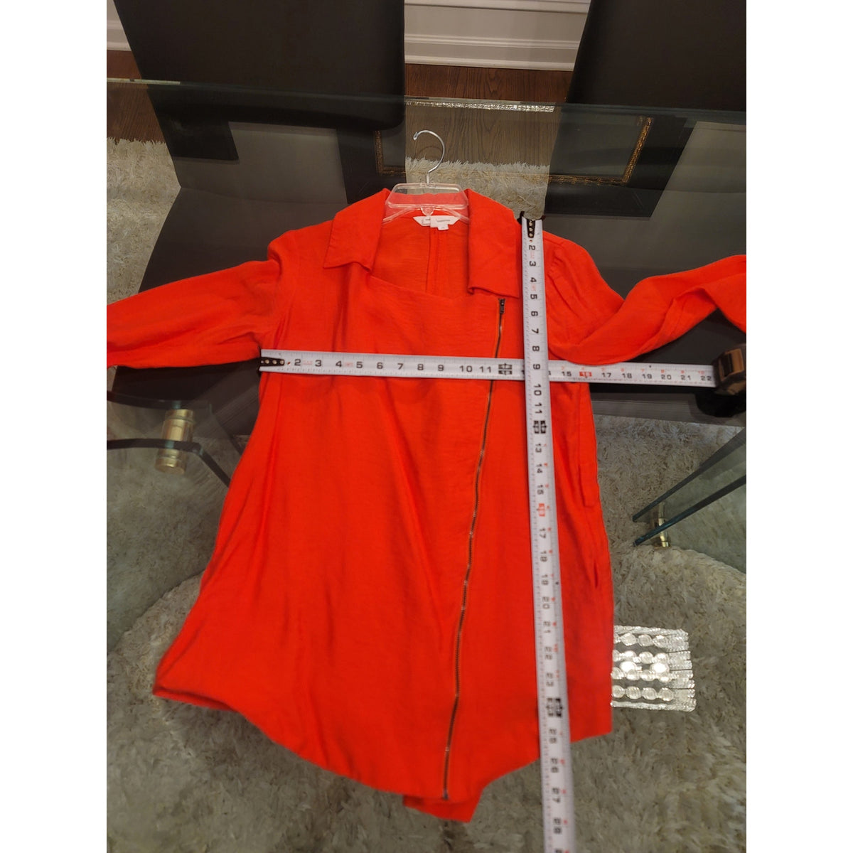 BCBGeneration Work Jacket Women's SZ XS Orange Asymmetric Zip Long Sleeve