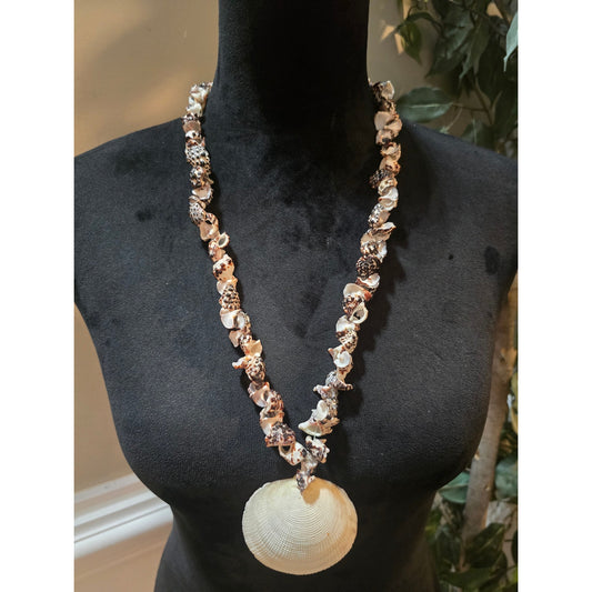 Women's Multi Strand Shell Beaded Statement Necklace With Lobster Clasp Closure