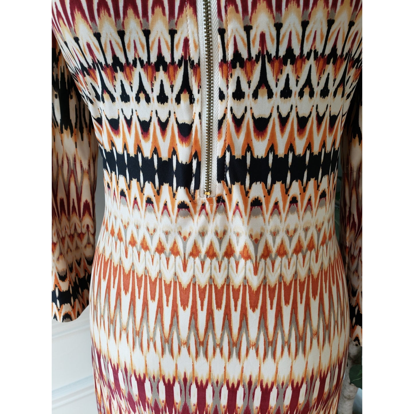 Tacera Midi Dress Womens S Multi Patterned Polyester Foldable Sleeve Quarter Zip