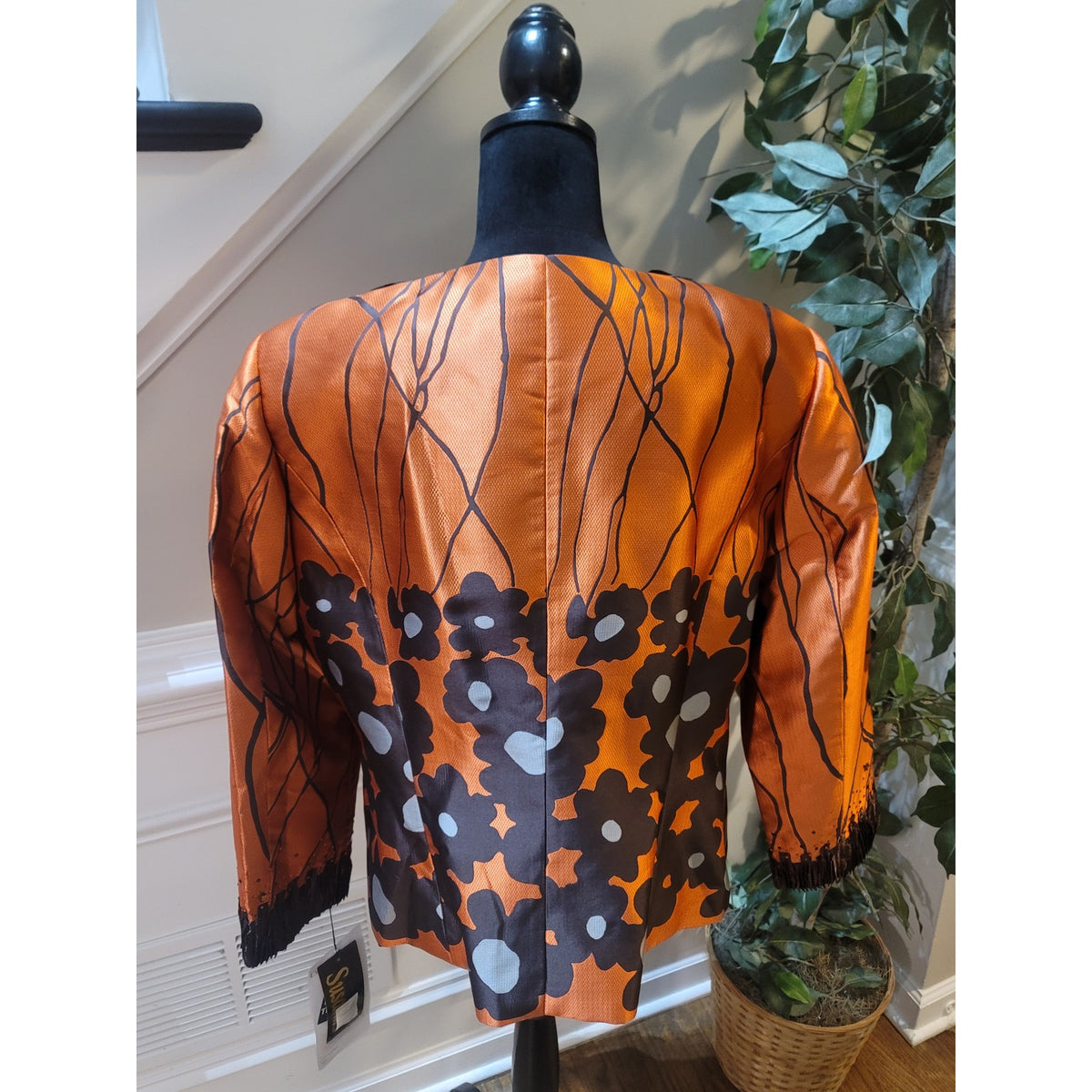 Susanna Statement Jacket Women SZ 18 Multicolor Geometric Rhinestone Fully Lined