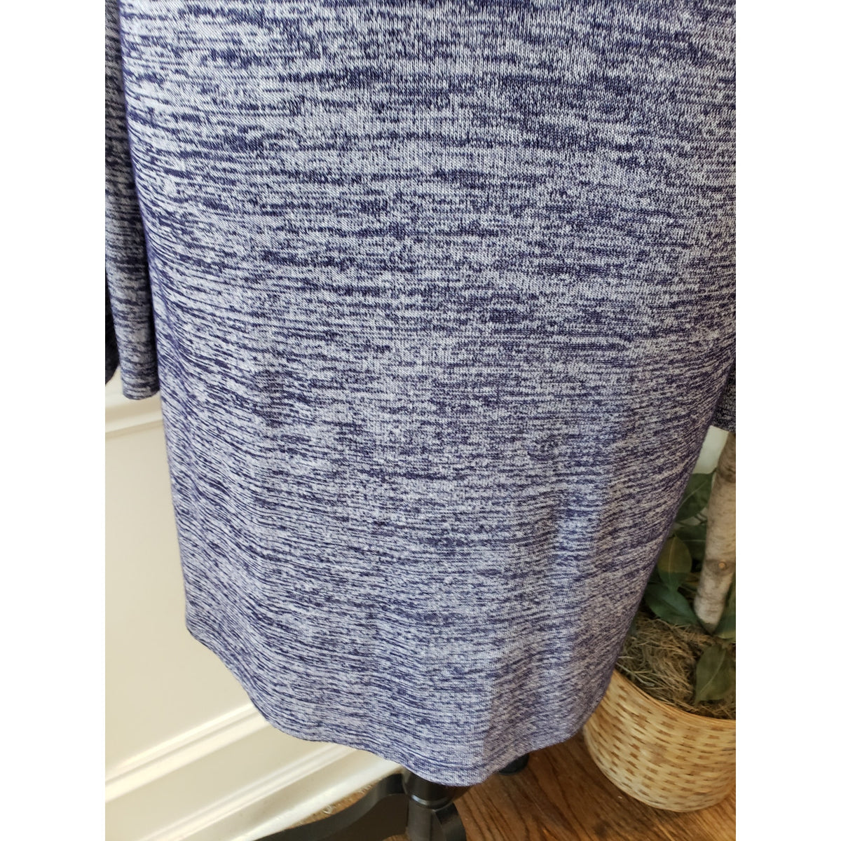 Kensie Mini Dress Women's Small Heather Purple Bell Sleeve Choker Neck Pullover