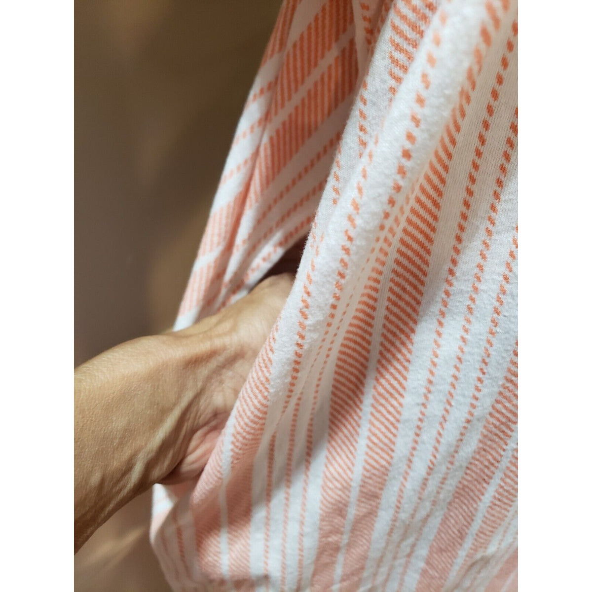 Stan Herman Women White Orange Striped Split Neck Long Sleeve Long Maxi Dress 3X