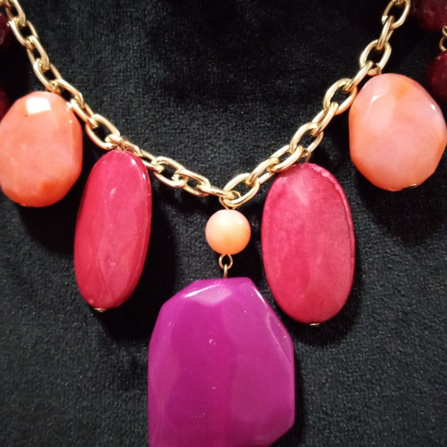 Womens Fashion Multicolor Gemstones Charm Collar Necklace with Lobster Clasp