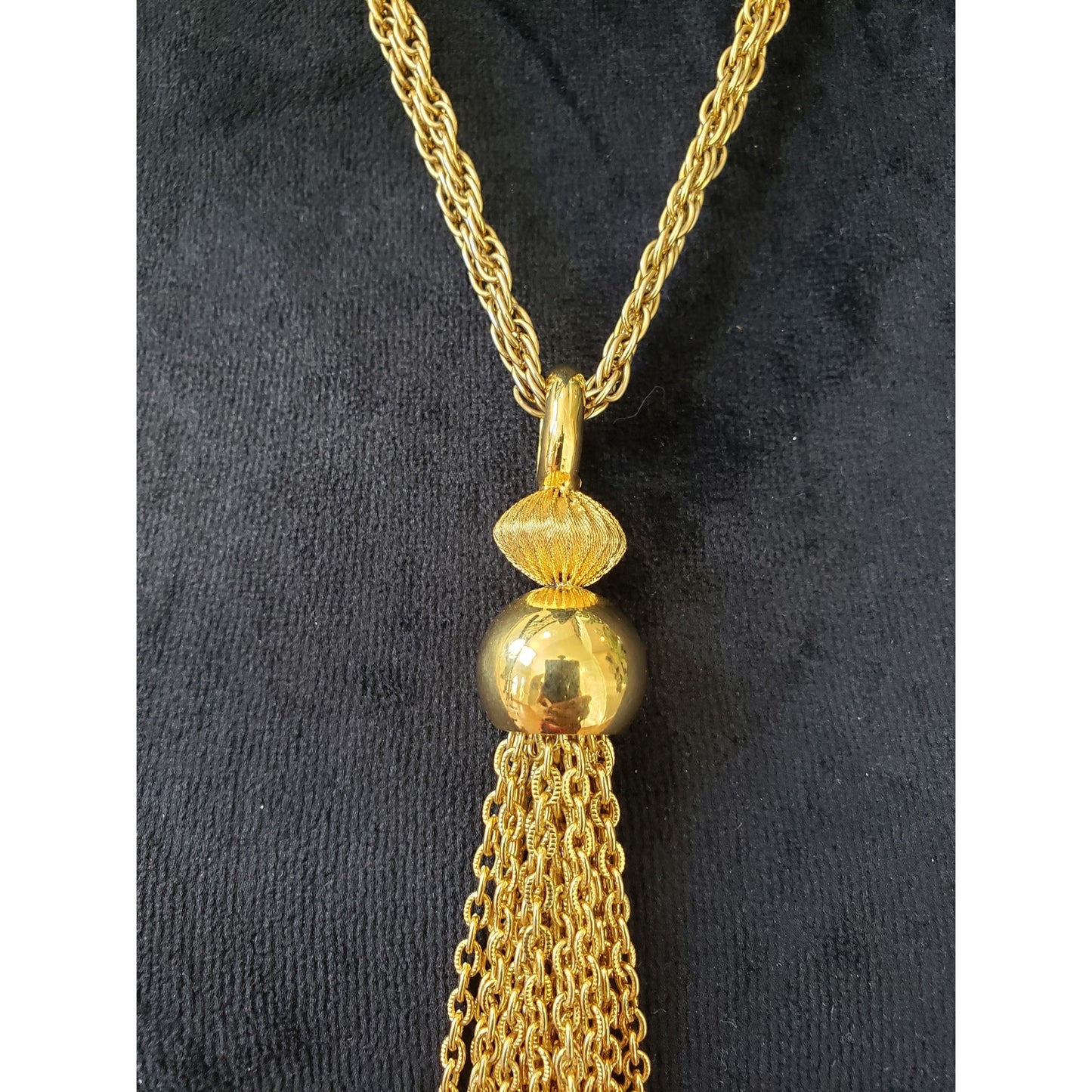 Women's Fashion Gold Tone 2 Strand Lariat Tassel Necklace Jewelry with Box Clasp
