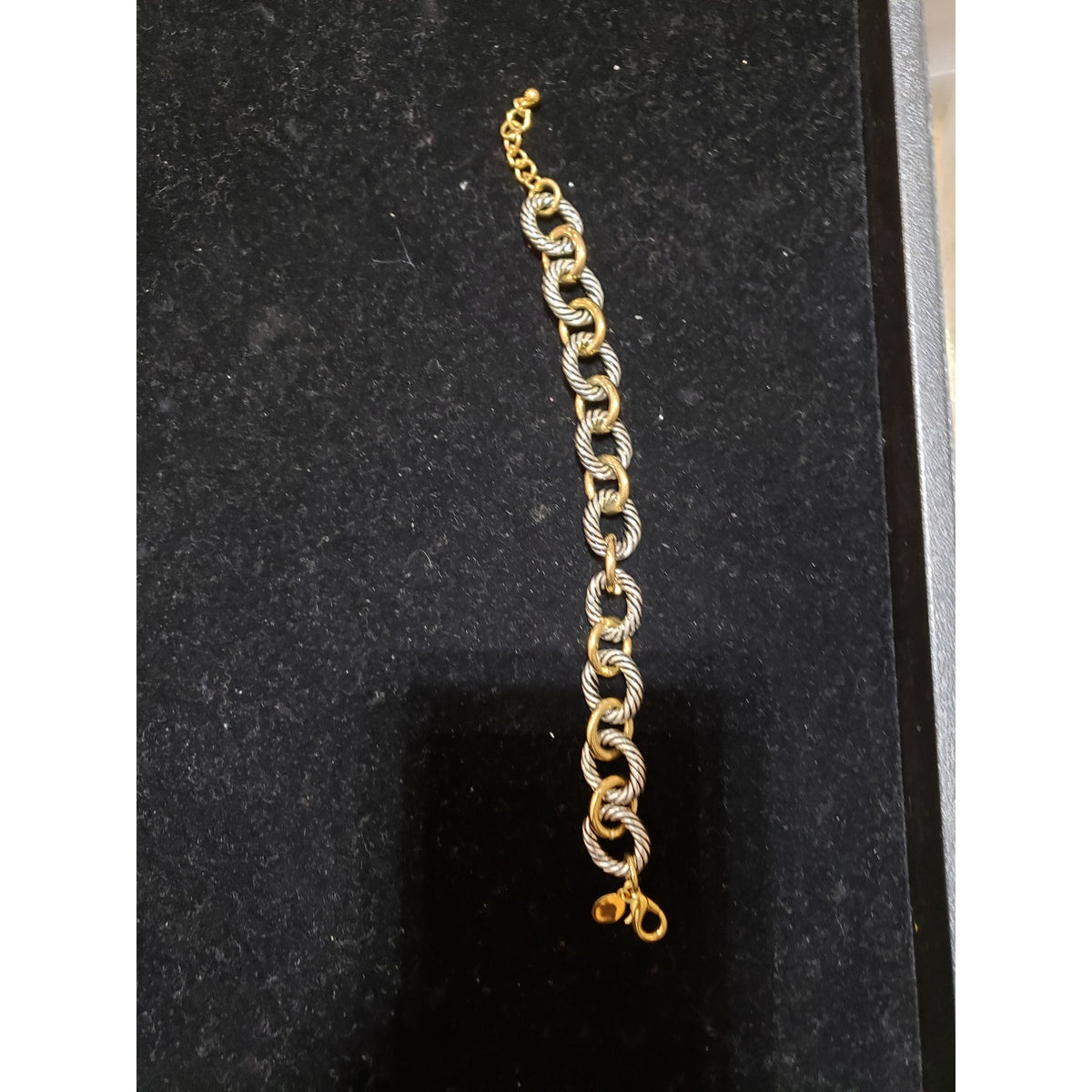 Womens Fashion 2 Tone Twisted Linked Chain Collar Necklace Jewelry with Bracelet