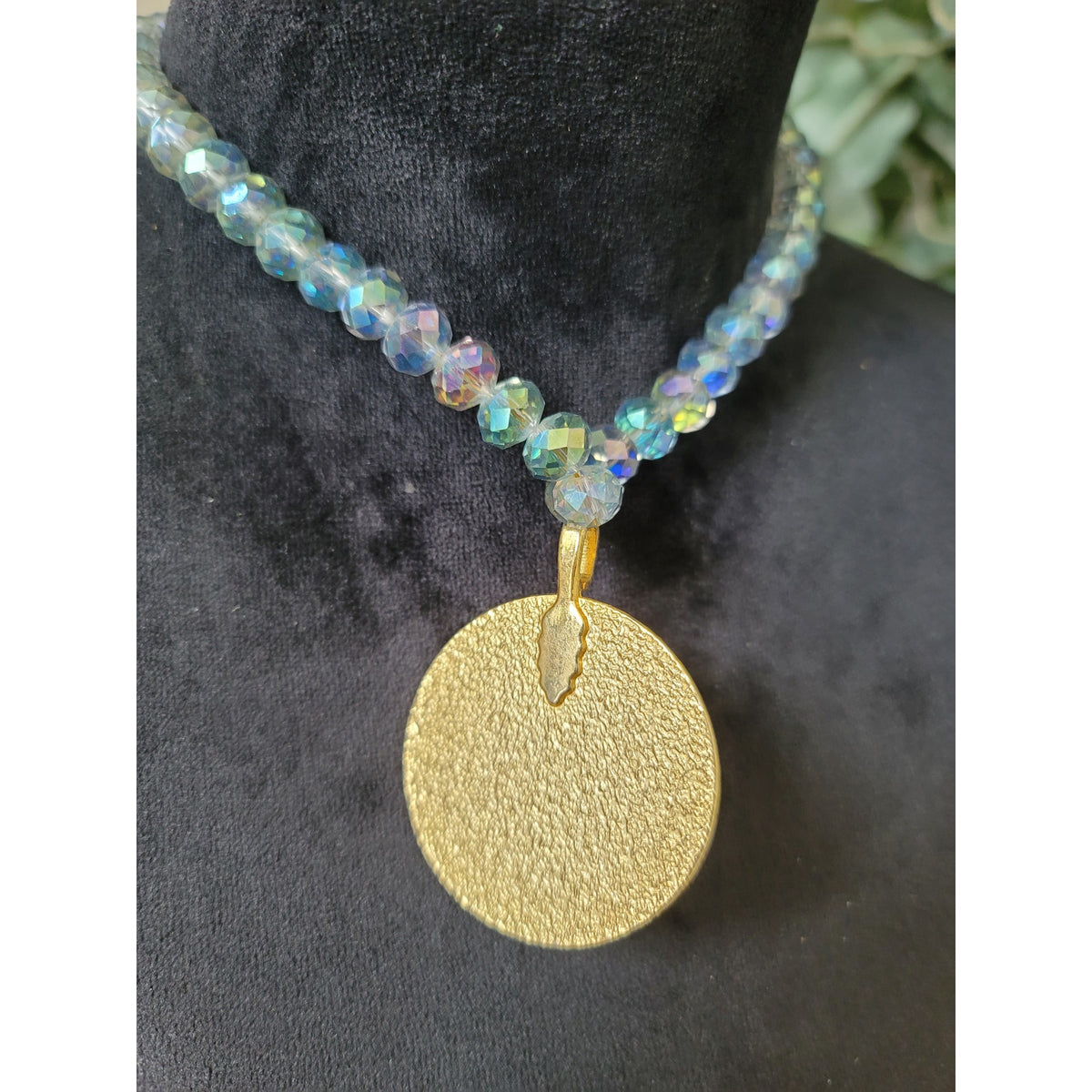 Women's Crystal Beaded Necklace With Red Pendant And Gold Toggle Lock Jewelry