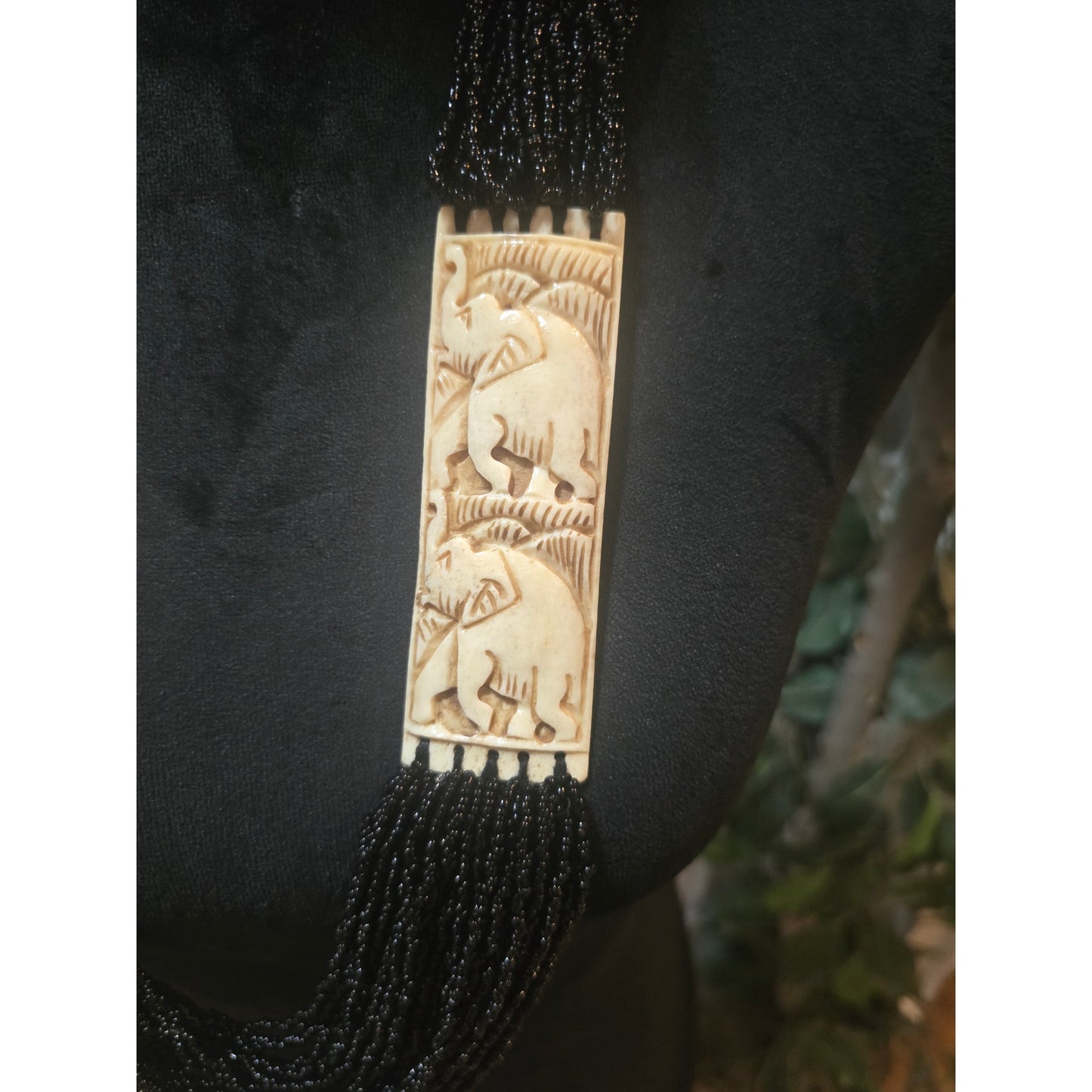 Women's Multi Strand Black Beaded Necklace With Gold Accents Lobster Claw Clasp