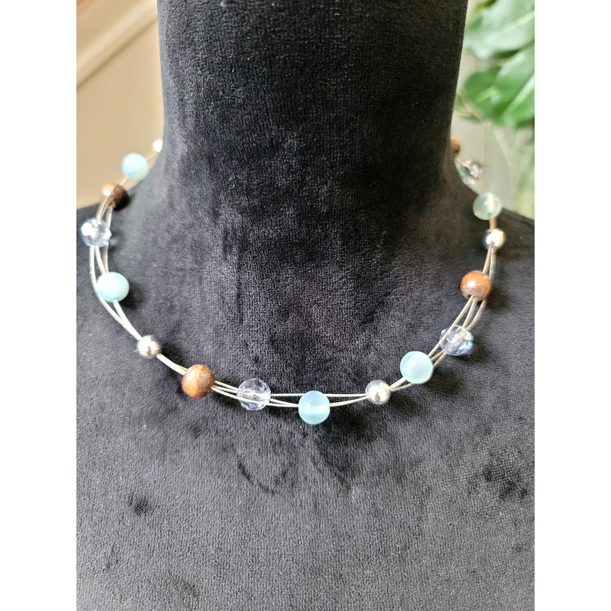Pastel Multicolor Beaded Wire Necklace Delicate Boho Statement