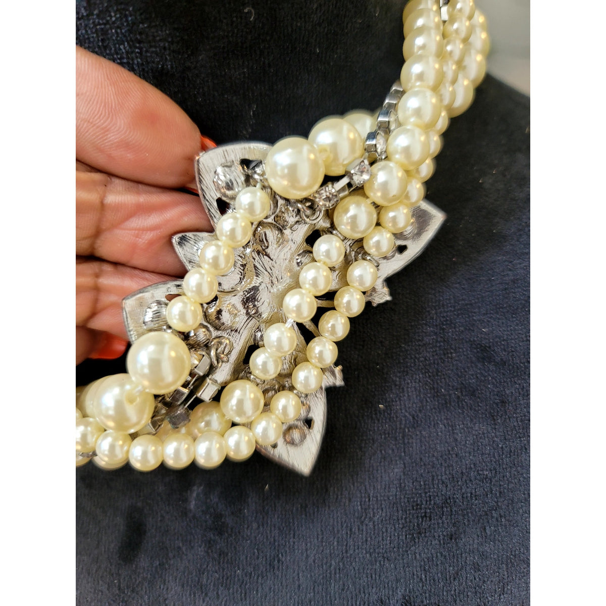 Silver Tone Butterfly Statement Necklace Crystal Rhinestone Bib Fashion Jewelry