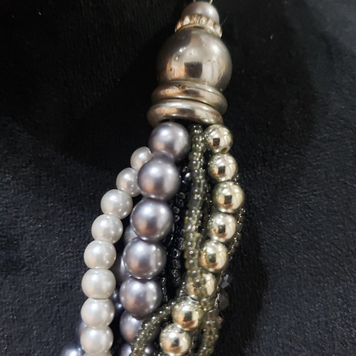 Women Fashion Bohemian Style Multi Strand Beaded Faux Pearl Necklace w/ Lobster