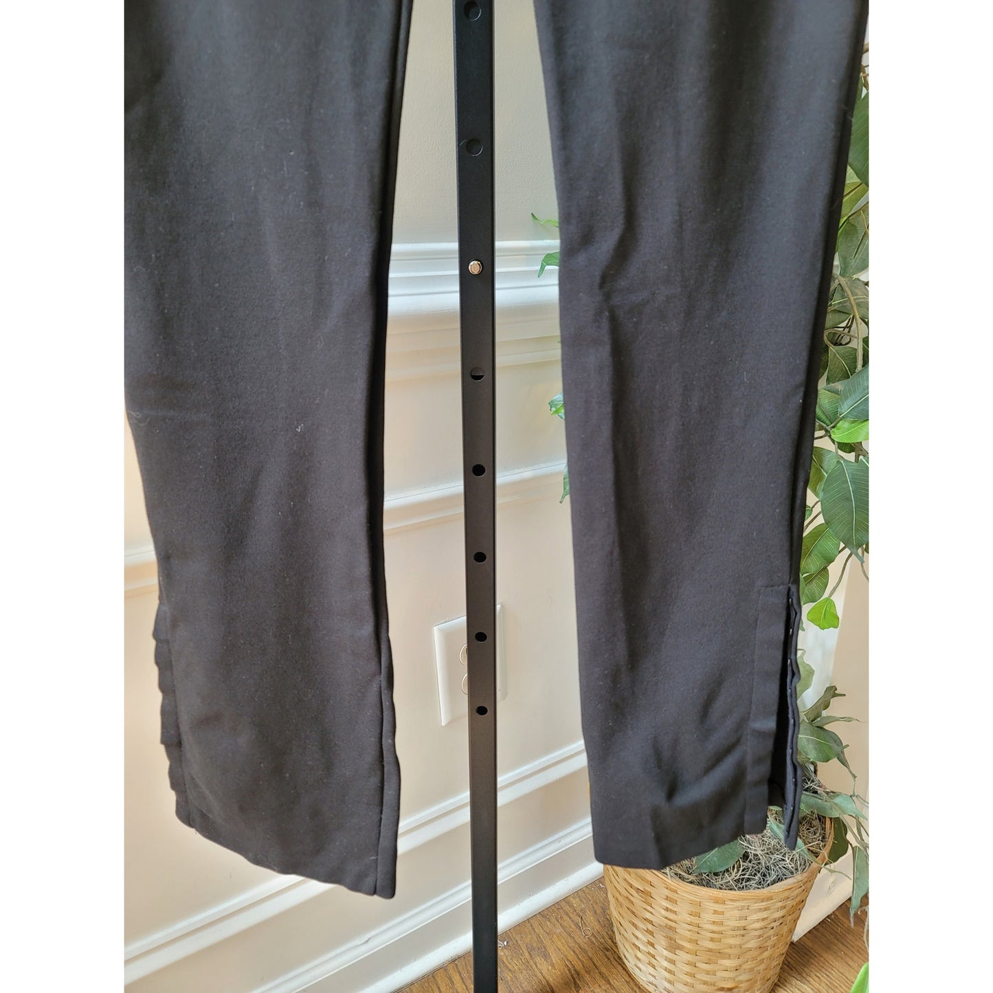 Zara Black Trousers Women's Size L Slim Fit Cotton Blend Work Office Pants