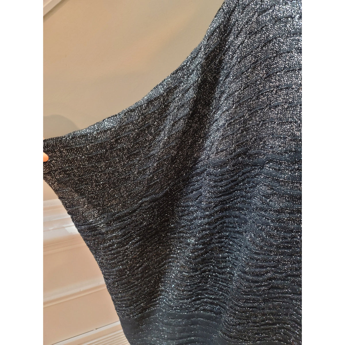 Worthington Shrug Sweater Women's Size XL Black/Silver Cocoon Wrap Open Front