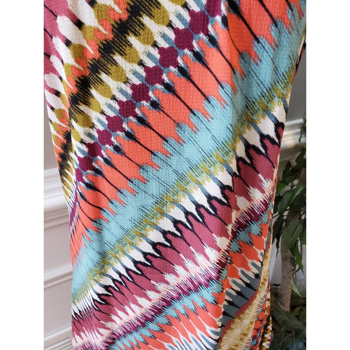 As U Wish Dress Women M Multicolor Sleeveless Ikat Halter Keyhole Boho Chic