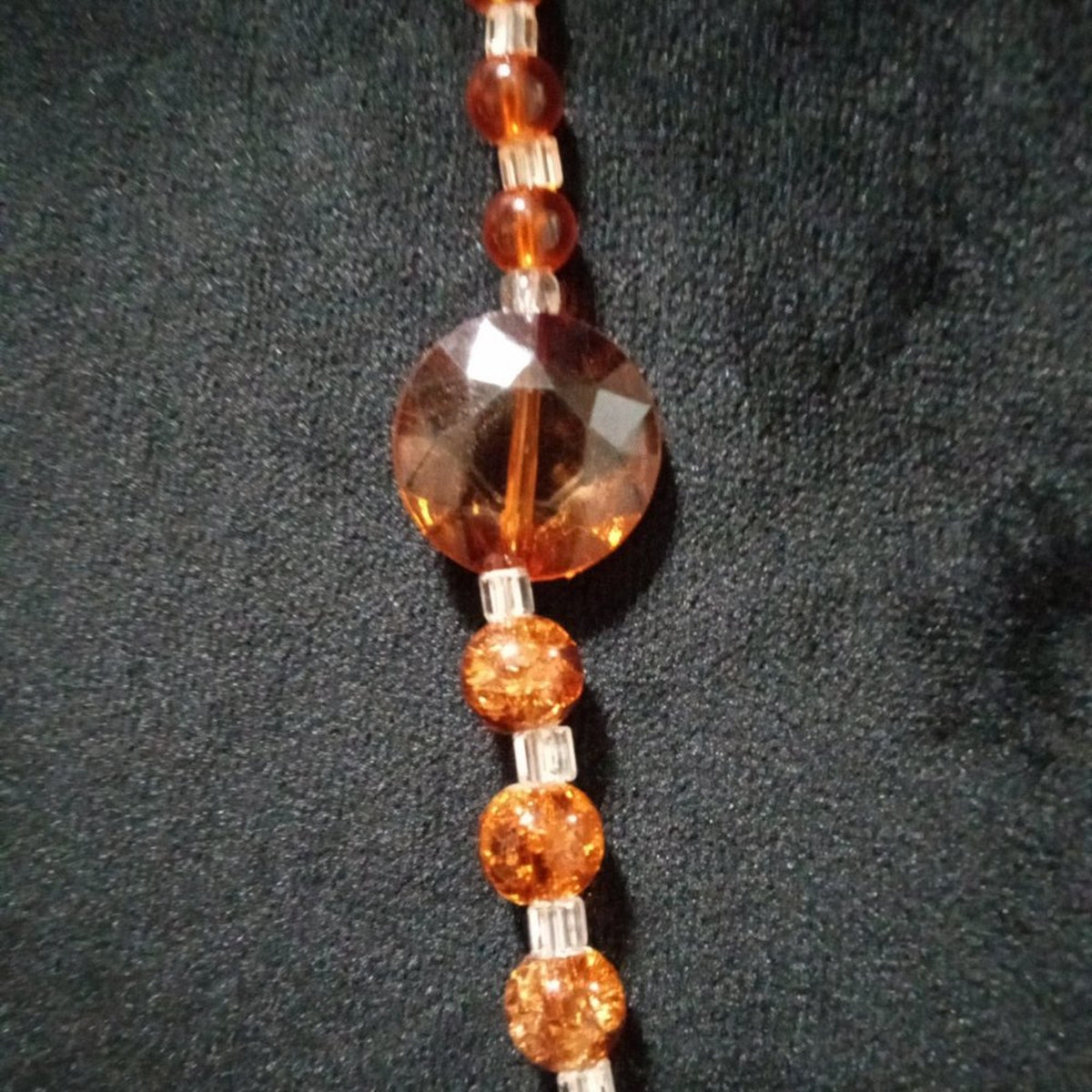 Womens Fashion Elegant Orange Color Rhinestones Chunky Beaded Long Necklace