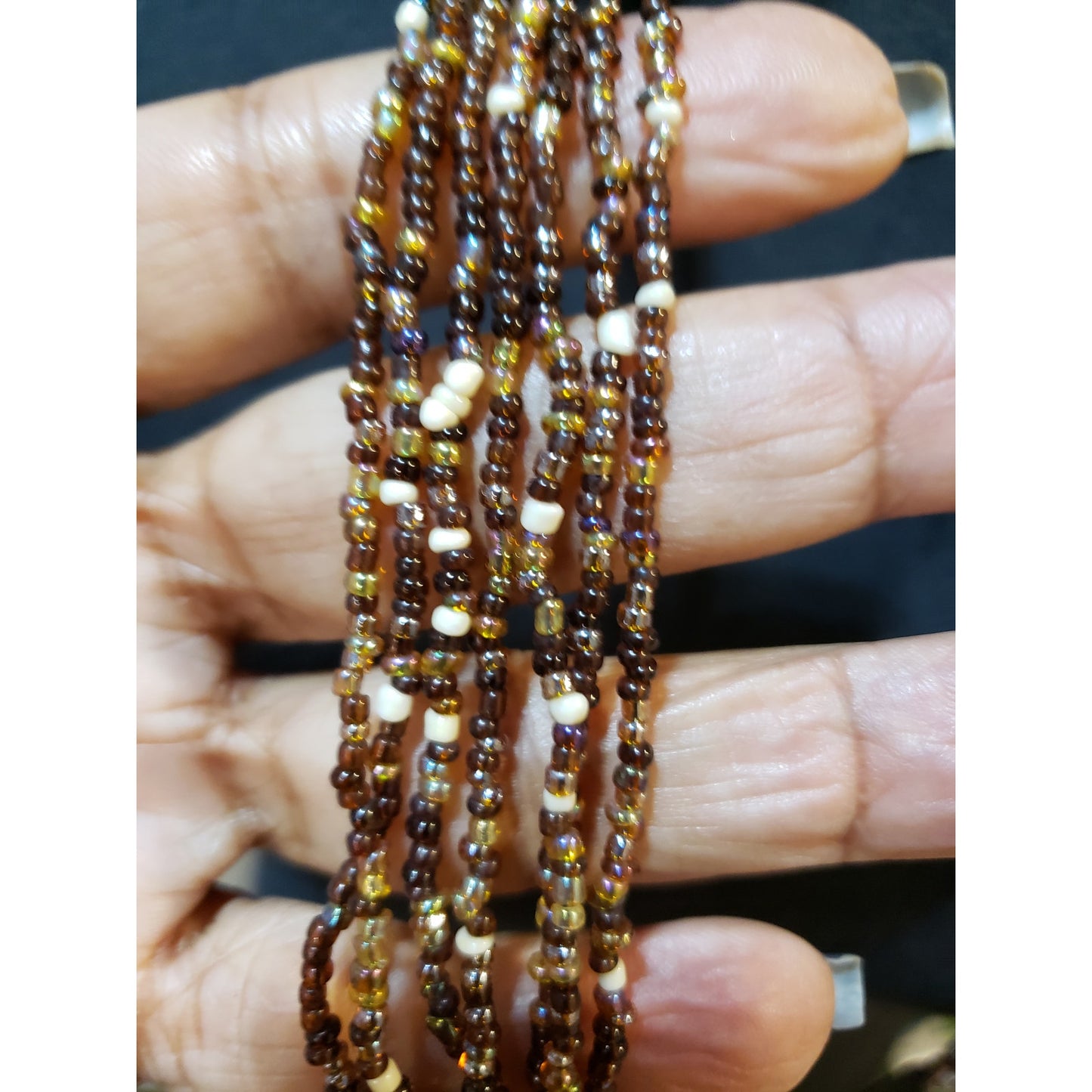 Women Fashion Chunky Multi-Layered/Color Glass Seed Beaded Long Necklace Jewelry