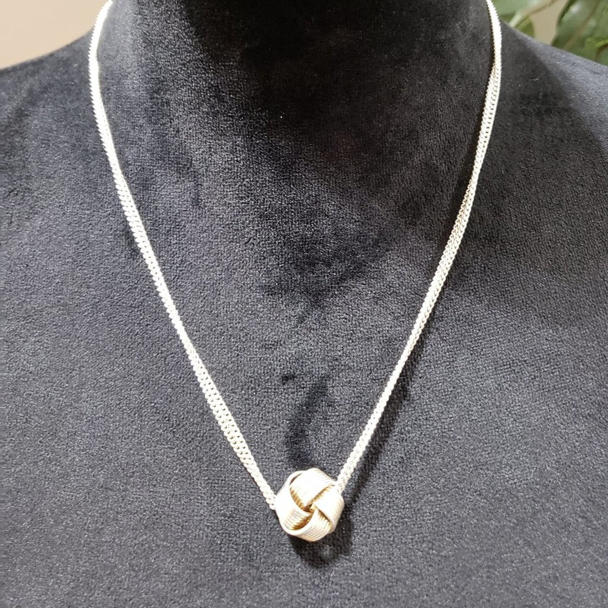 Womens Fashion Gold Tone Twisted Love Knot Pendant Necklace with Lobster Clasp