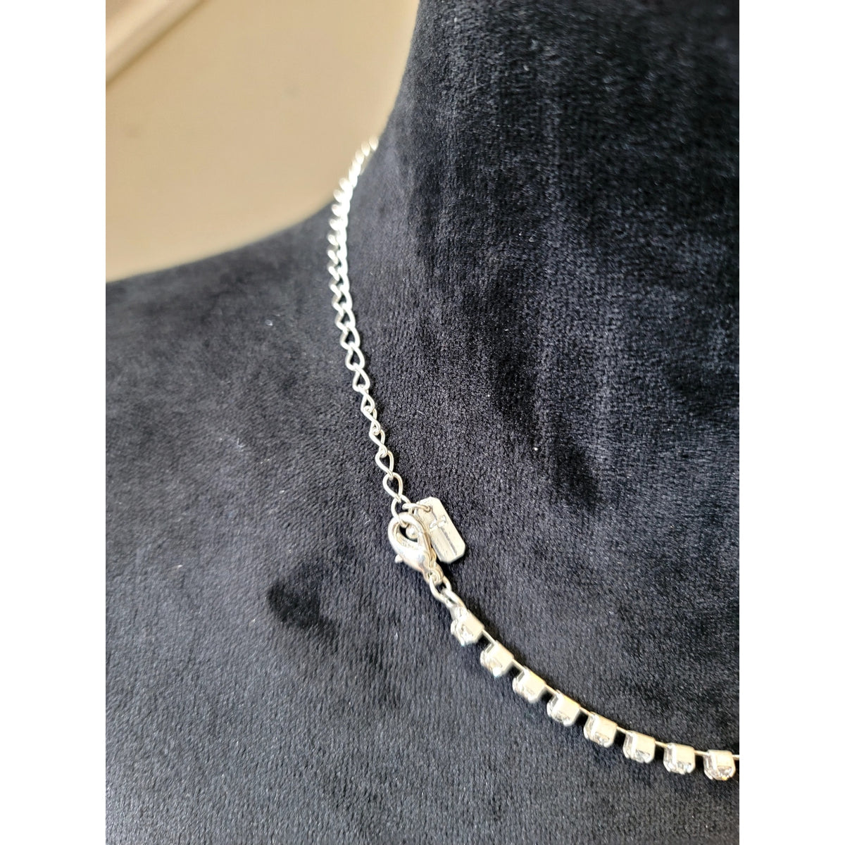 Vintage Rhinestone Statement Necklace & Earring Set Silver Tone Bridal Glam