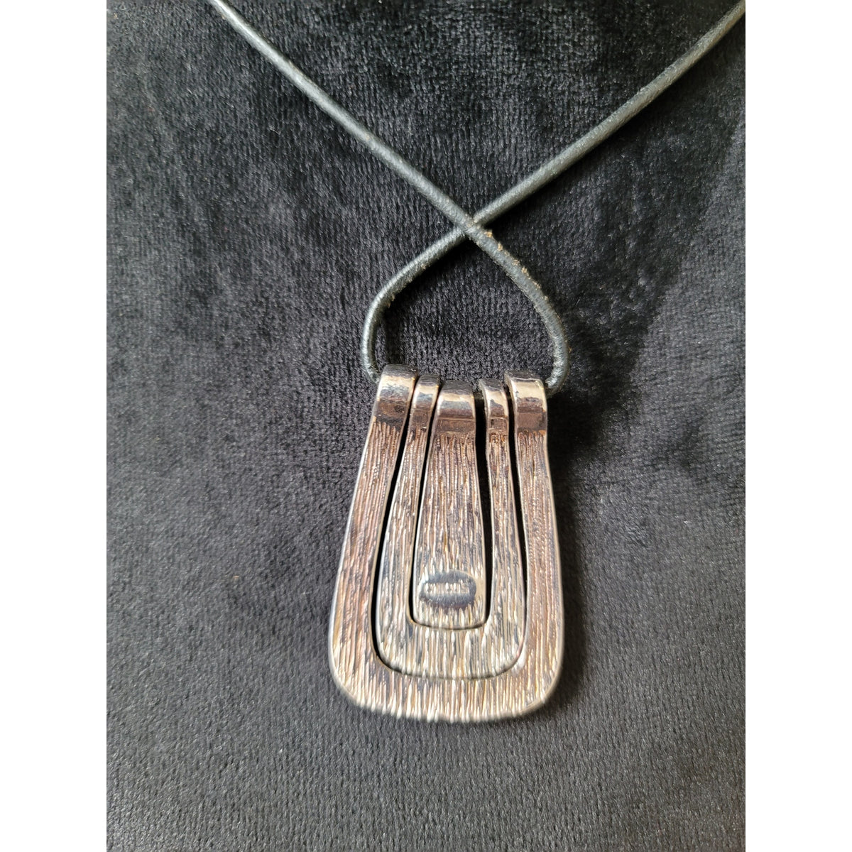 Chico's Modern Geometric Pendant Necklace With Lobster Clasp Black Cord Jewelry