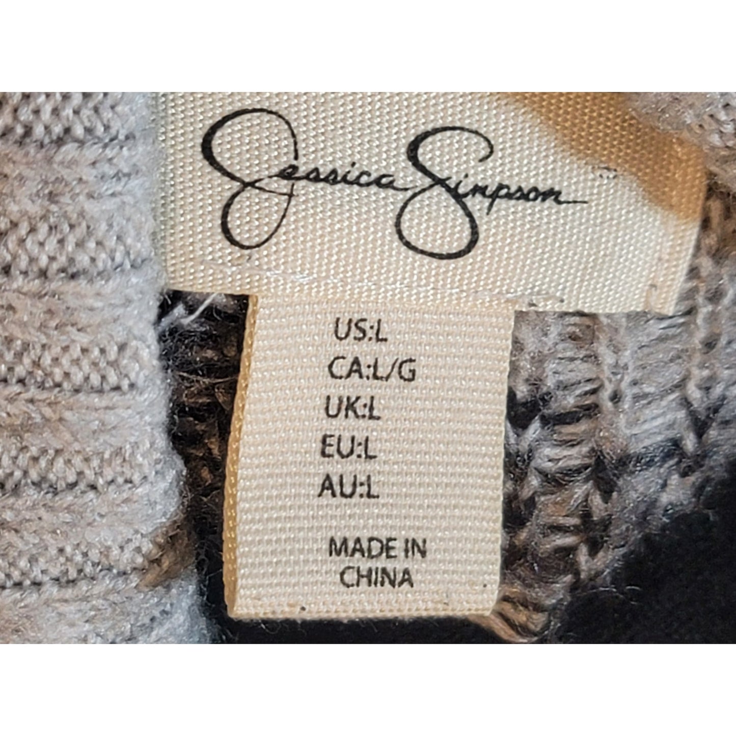 Jessica Simpson Sweater Women's Size Large Gray Black Leopard Print Cowl Neck