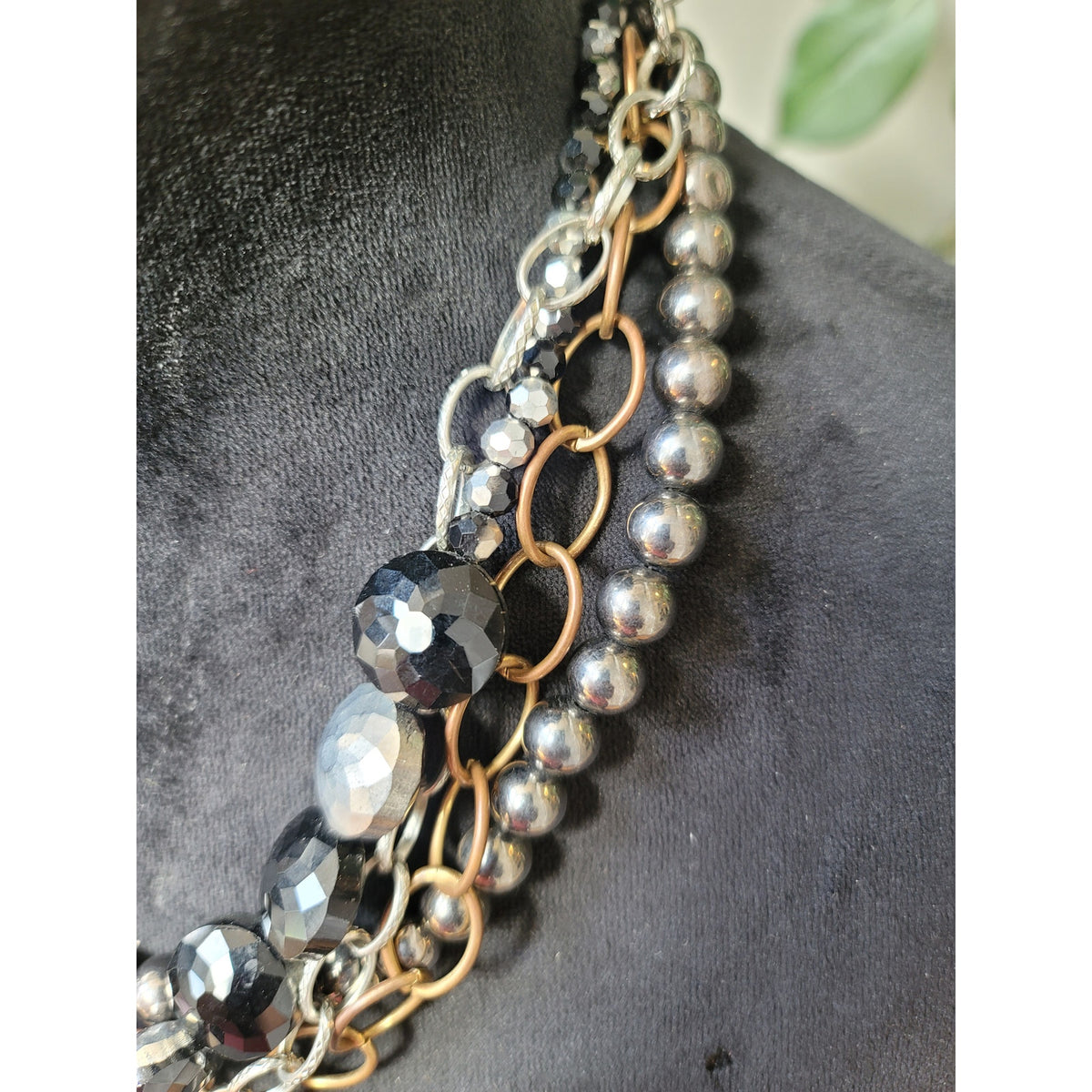 Women's Multi Layer Beaded Chain Statement Necklace With Lobster Clasp Lock