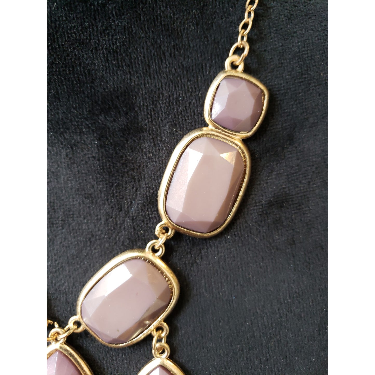 Women's Gold Statement Necklace Lobster Clasp Pink Teardrop Bib Layered Jewelry