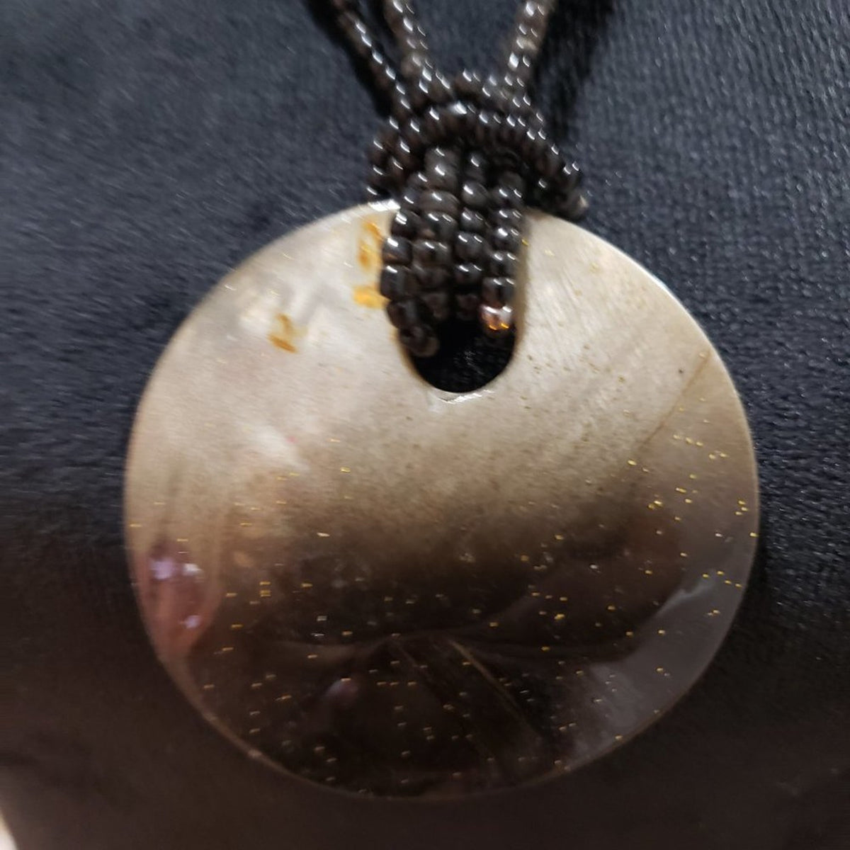 Womens Fashion Elegant Black Abalone Shell Beaded Chunky Long Pendant Necklace