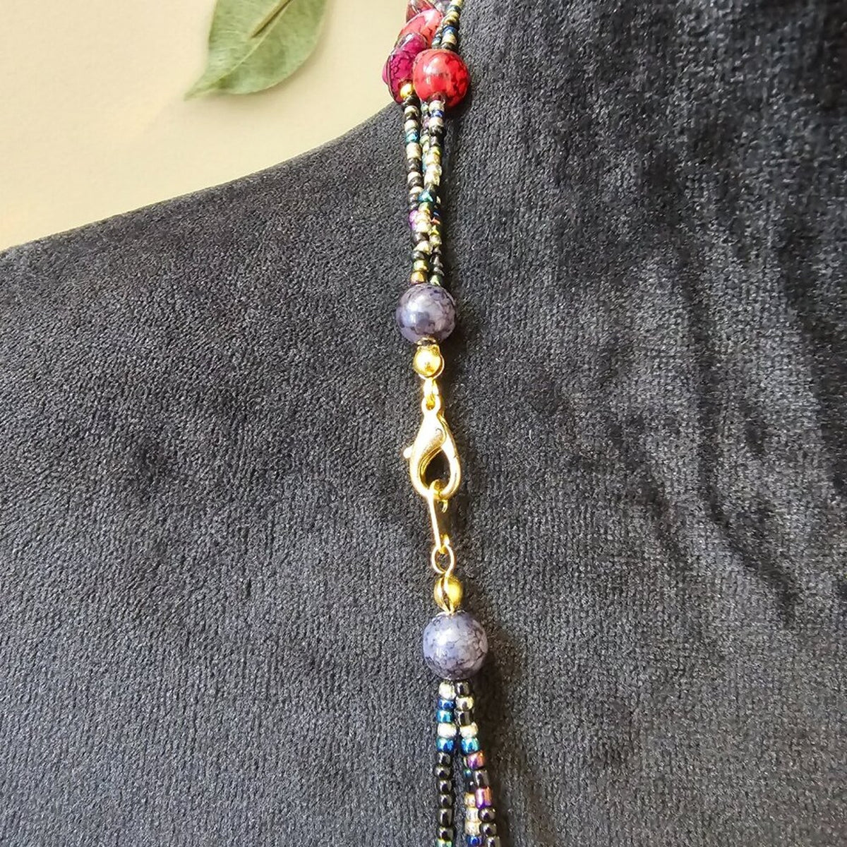 Womens Multicolor Multiple Beaded 3 Layered Necklace Jewelry with Lobster Clasp