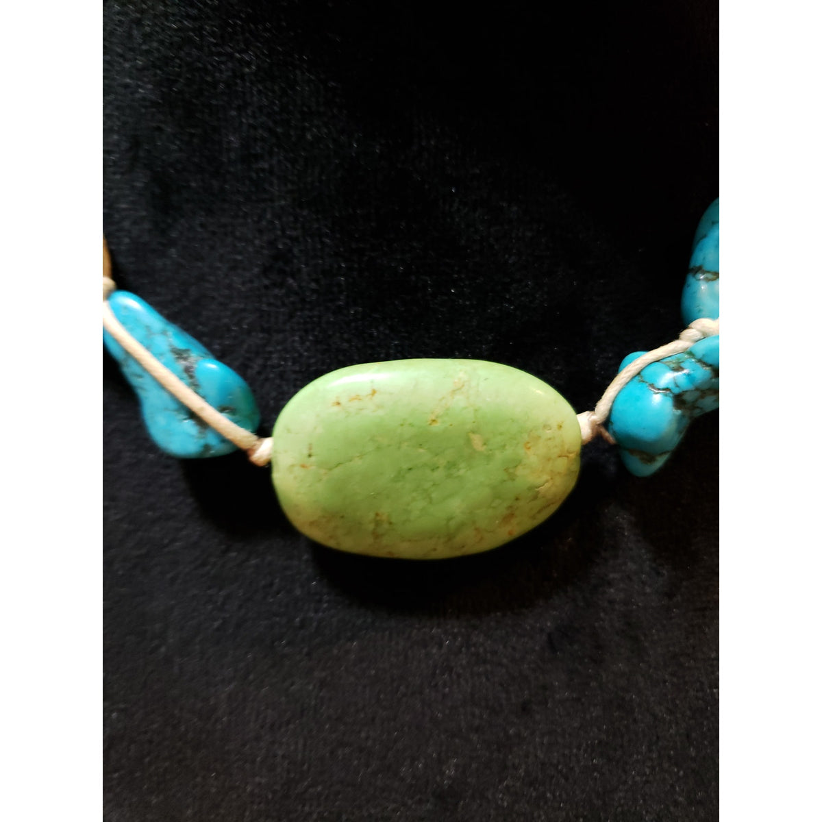 Womens Tribal Turquoise Gemstone Cord Wrap Collar Necklace with Lobster Clasp