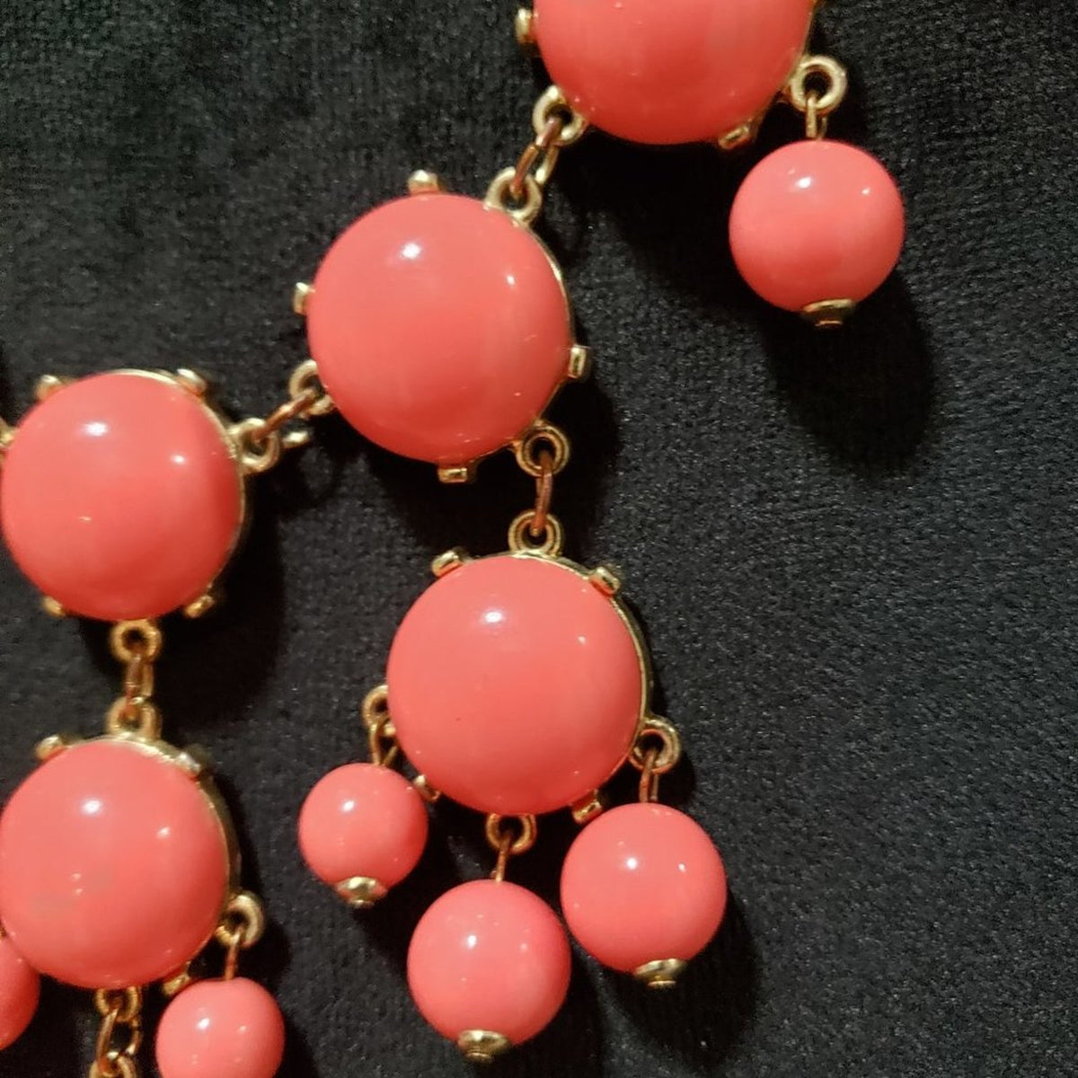 Womens Fashion Pink Rhinestones Bubble Beaded Gold Tone Statement Bib Necklace