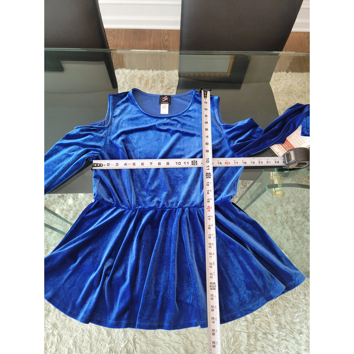 Esy Studio EY Skirt Suit Womens Large Royal Blue Cold Shoulder Flattering Peplum