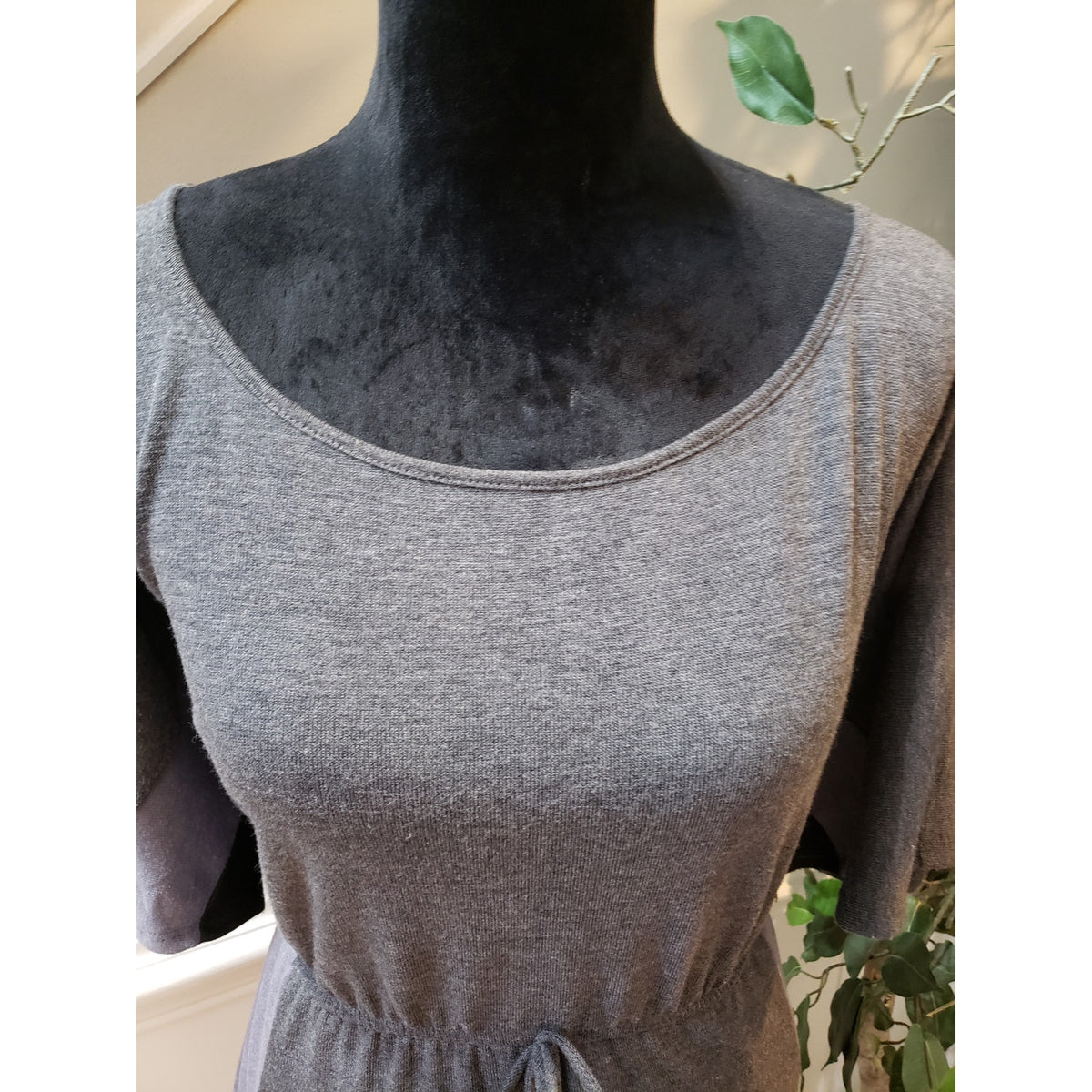 Delirious Dress Women 3X Gray Knit Short Sleeve Tie Waist Pocket Lounge
