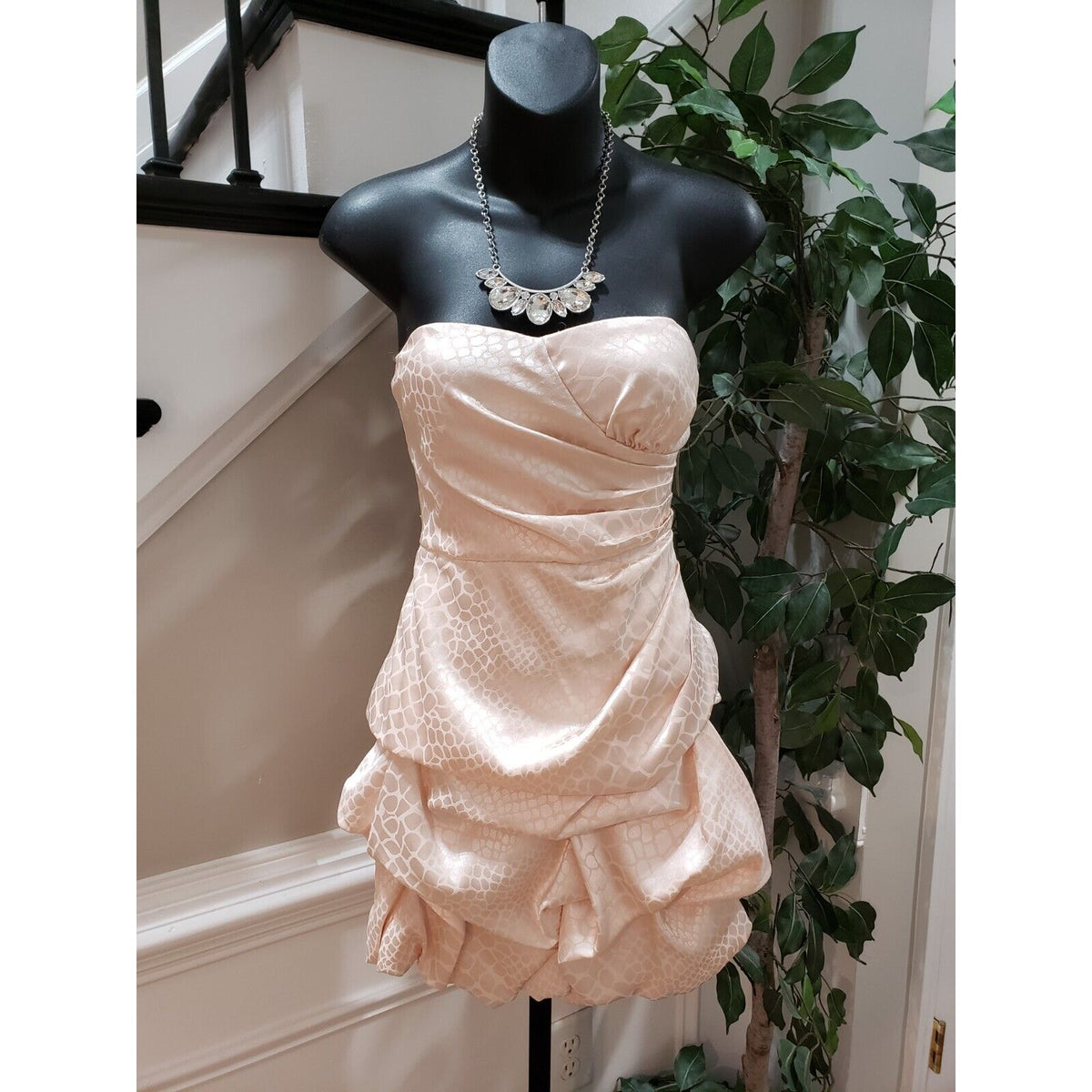 City Studio Women's Pink Snake Print Ruffled Strapless Party Prom Dress 3 (S)