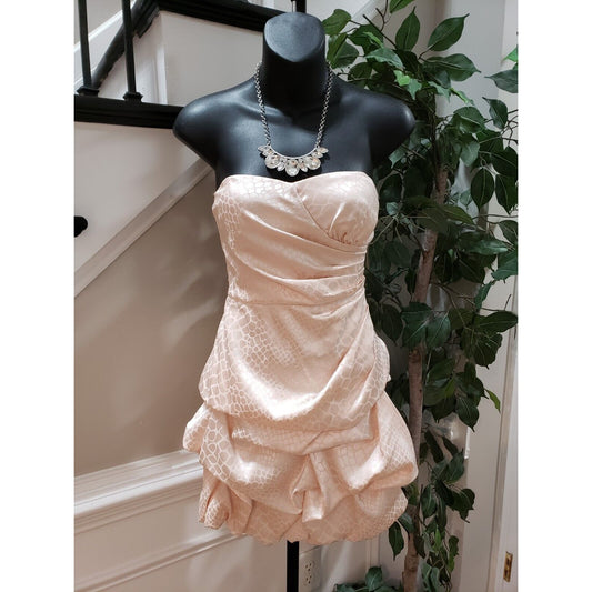 City Studio Women's Pink Snake Print Ruffled Strapless Party Prom Dress 3 (S)